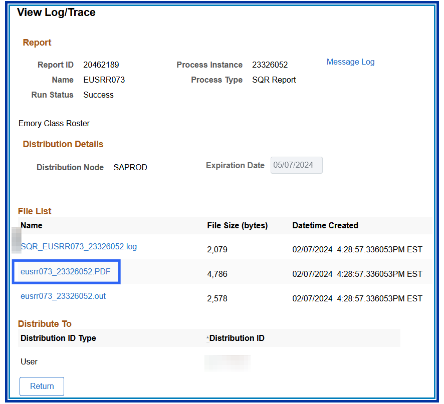 View Log/Trace File List 