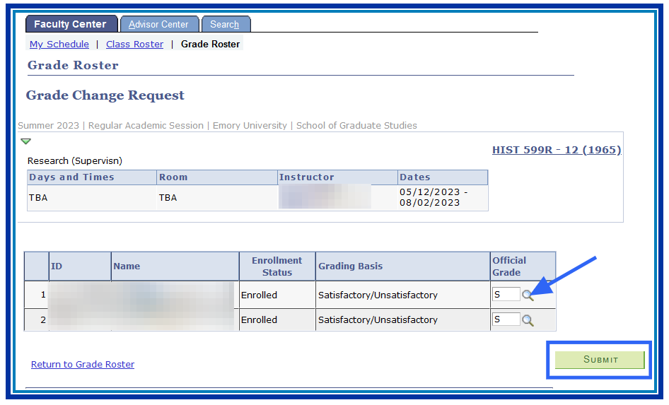 Grade Change Request