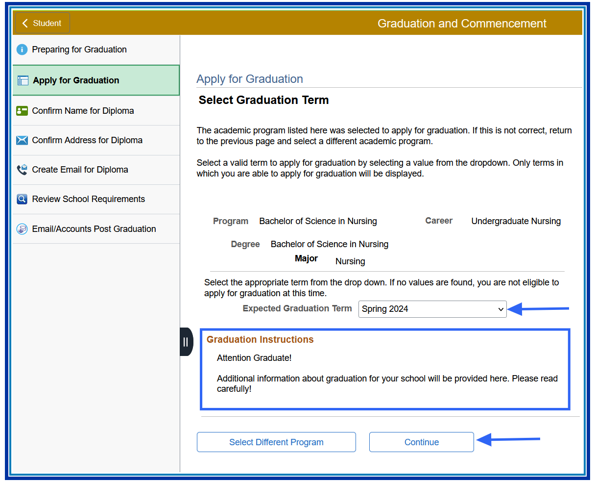 Select Graduation Term