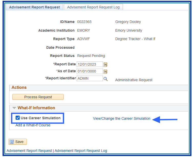 Advisement Report Request