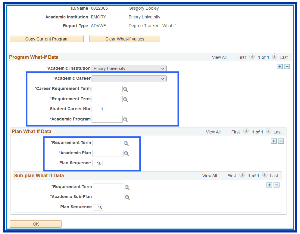 Program What-If Data and Plan What-If Data