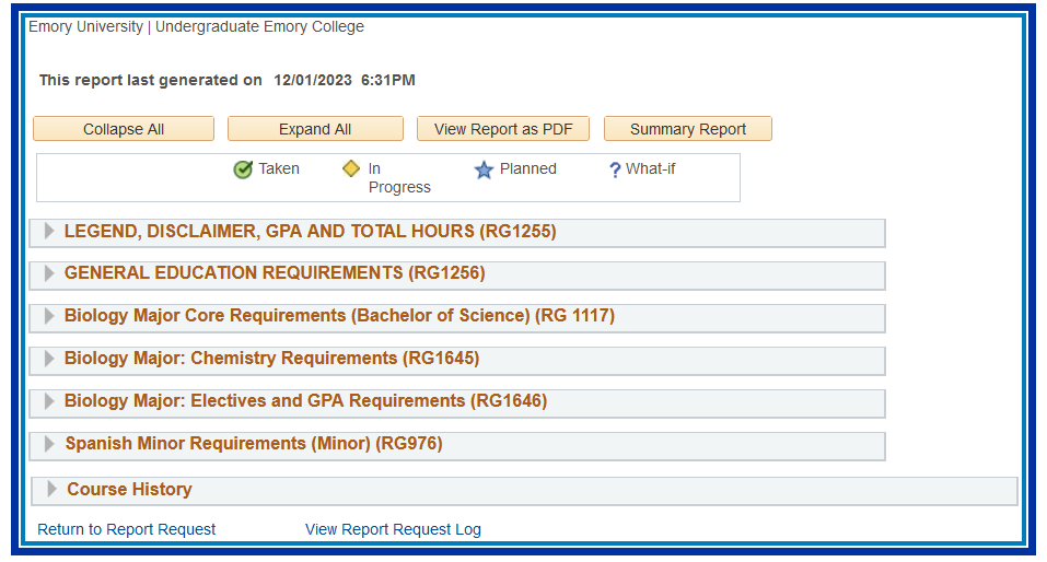 An Advisement Report for the What If Scenario Requested